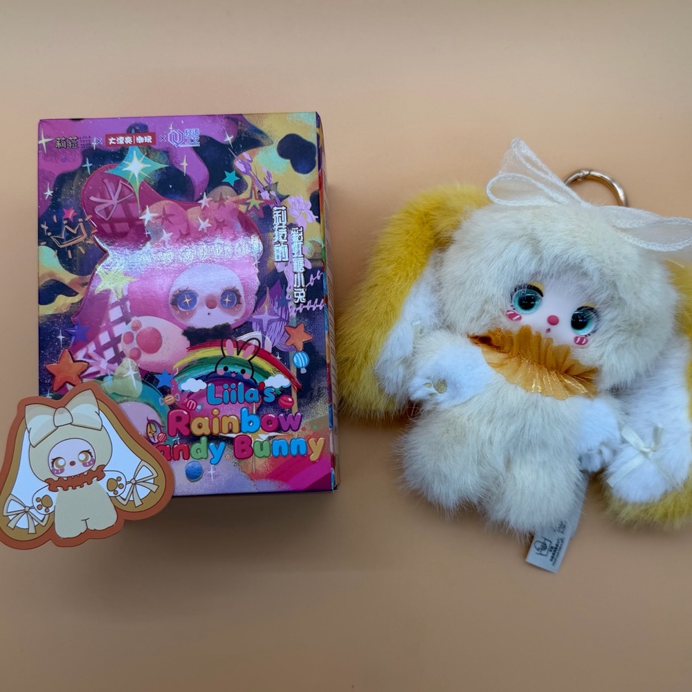 Rainbow Windy Bunny Plush Keychain